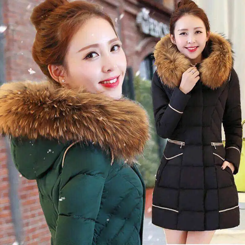 2023 Winter New Down Padded Jacket Mid-Length Women\'s Slim Fit And Big Fur Collar Coat Down Overwear Feminine L90