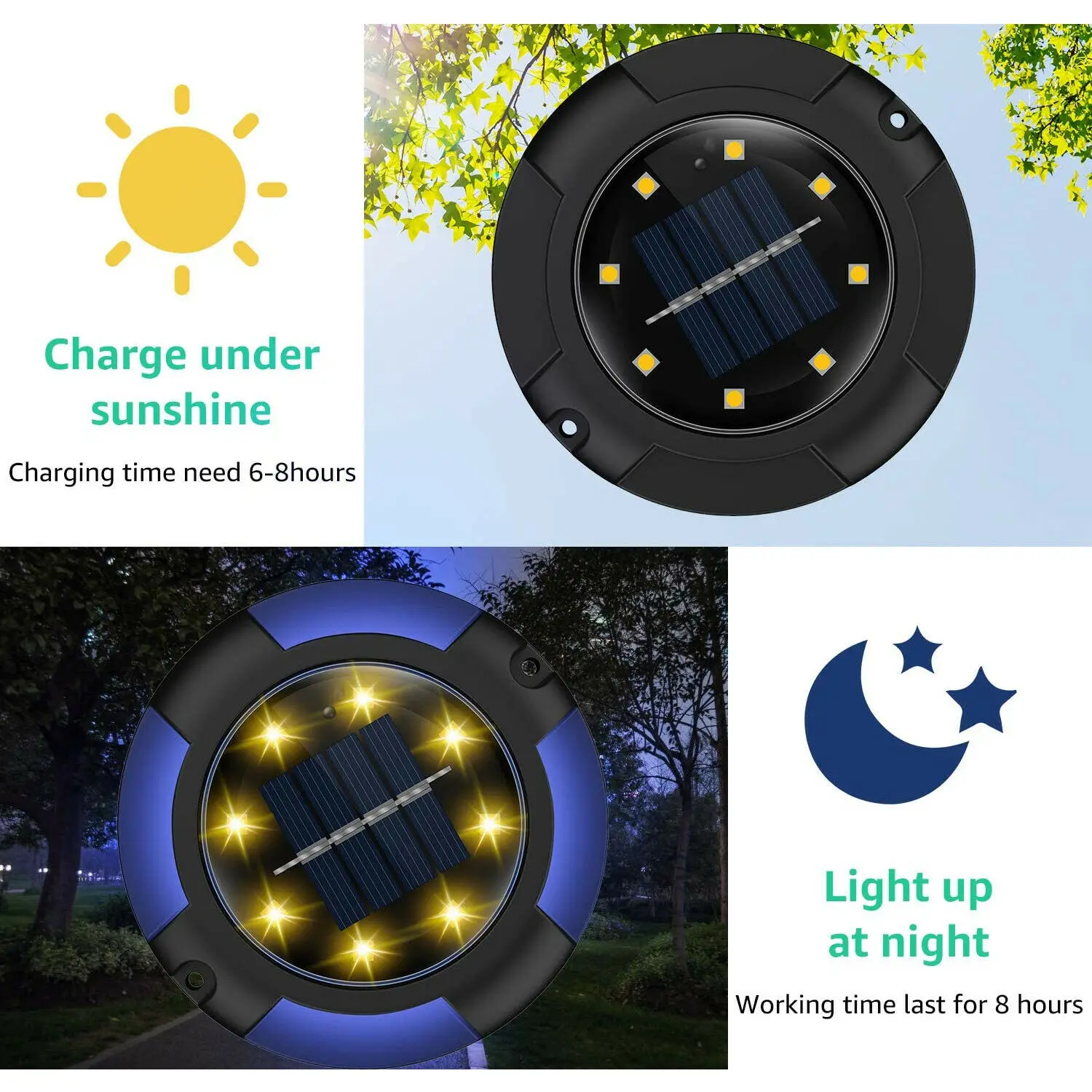 12 LED Solar Garden Lights Waterproof Solar Ground Lights Light Underground Sensing Landscape Lights for Lawn Pathway