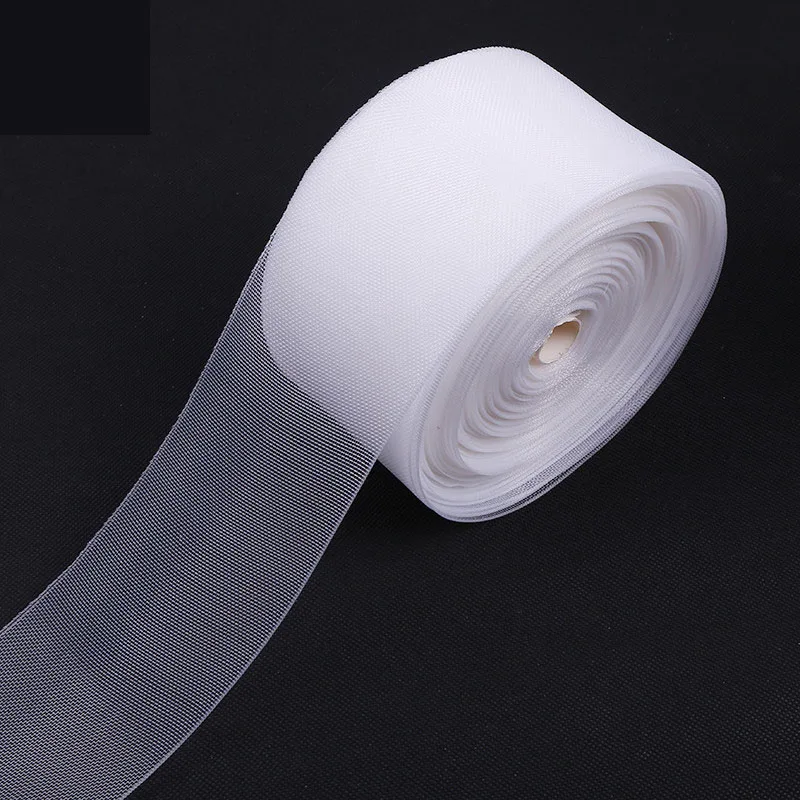 Sheer Polyester Nylon Tape Curtains Grommet Tape For Curtains Accessories Woven Hook Grommet Rings Tape Ribbon Rod Pocket Tape