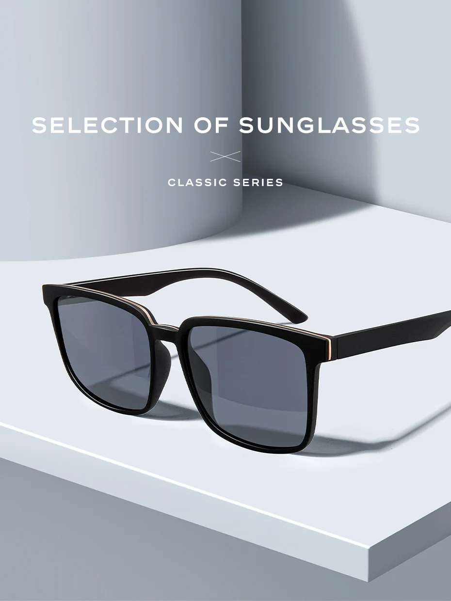 CAPONI Polarisierte Sonnenbrille Frauen Fashion Square Schwarz Shades Sonnenbrille Linsen Unterstützung Angepasst Myopie Rezept CP6199 – Detail 2