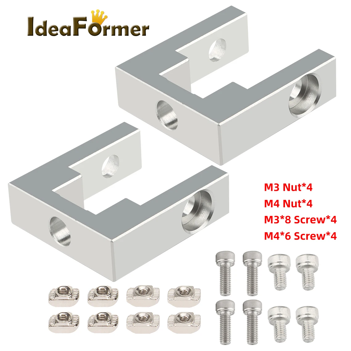 IdeaFormer 2set BLV Ender-3 3D Printer Accessories 2020 Profile Fixed Block With Screw Kit For MGN12 Linear Guide Fixed Block