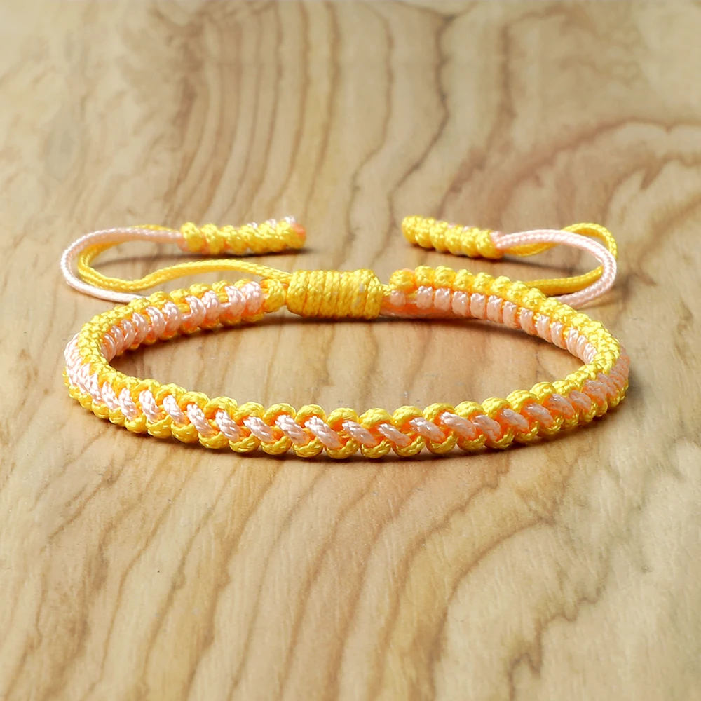 Trendy Yellow Woven Bracelets Adjustable Braided Handmade Thread Simple Rope Bracelets Best Friend Women Men Jewelry Accessories