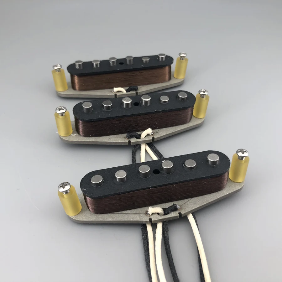 Antiquity SSS Handwound Alnico 5 Guitar Pickups Grey Bottom Plate 42 Plain Enamel Wires