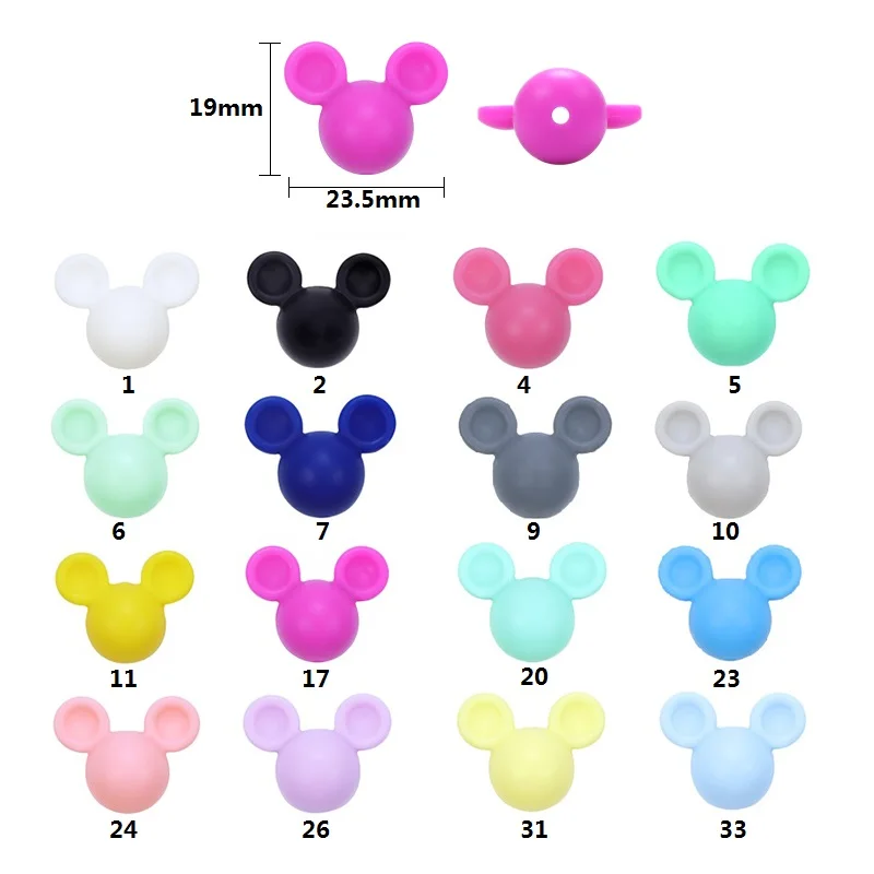 Joepada 10pcs Mickey Baby Teething Beads Cartoon Silicone Beads For Necklaces BPA Free Teether Toy Accessories Nursing DIY Gift