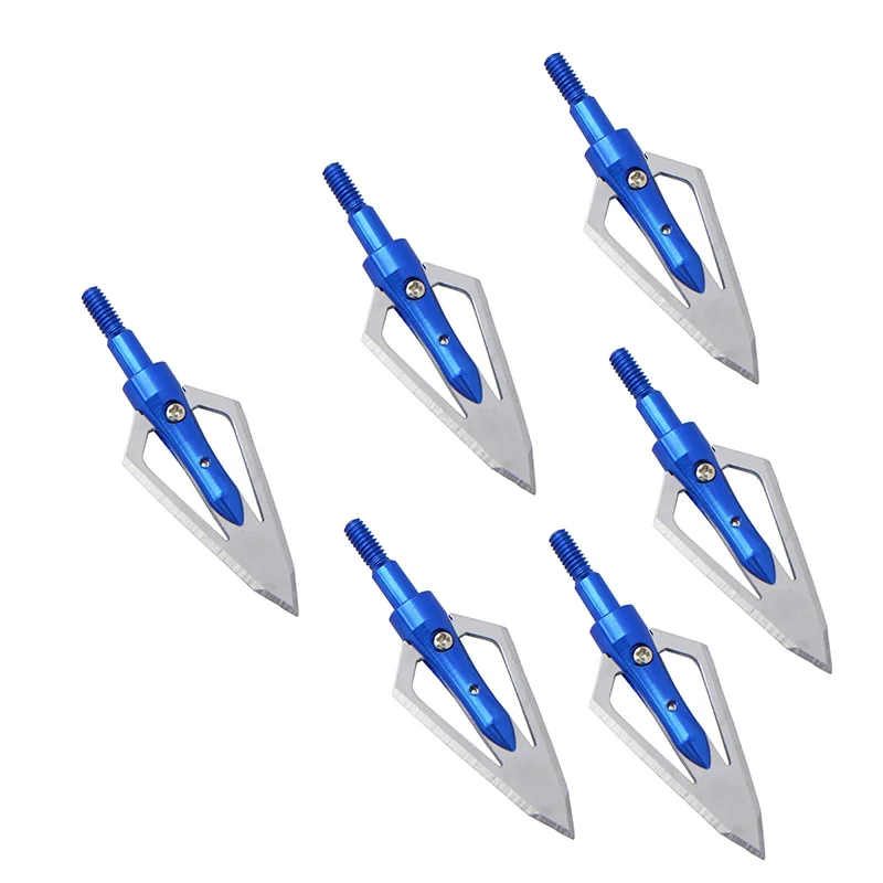 6 Pieces Fixed Blade Hunting Arrow Heads 100 Grain Broadheads 2 Blades Suit For Bamboo/Wood Arrow Bow Hunting Archery Accessorie