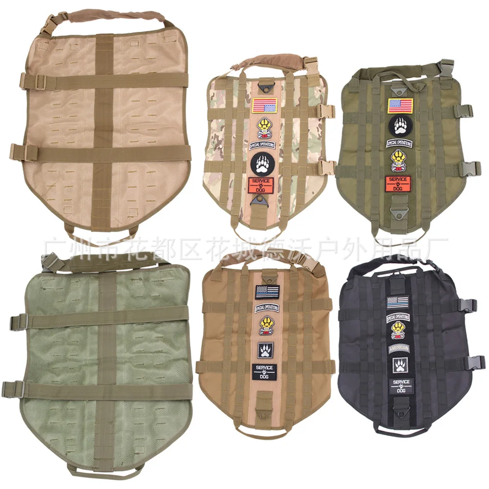 Army Tactical Dog Vests Outdoor Military Molle Clothes Adjustable Size Training Molle Dog Vest Harness