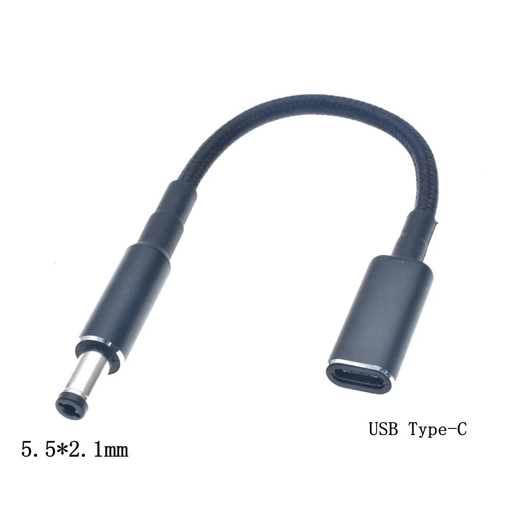 Rodzaj USB C żeńskie wejście do DC 5.5x2.1mm męski kabel do ładowania do 100W