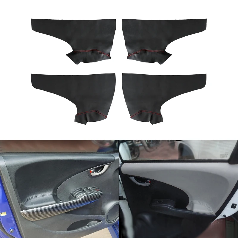 Microfiber Leather Car Interior Door Armrest Panel Cover Protective Trim For Honda Jazz / Fit 2008 2009 2010 2011 2012 Hatchback