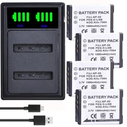 FNP-50 FNP50 NP-50 충전식 배터리 및 USB 충전기, 후지필름용, 코닥 KLIC-7004 K7004, 펜탁스 D-Li68 니짓 비전