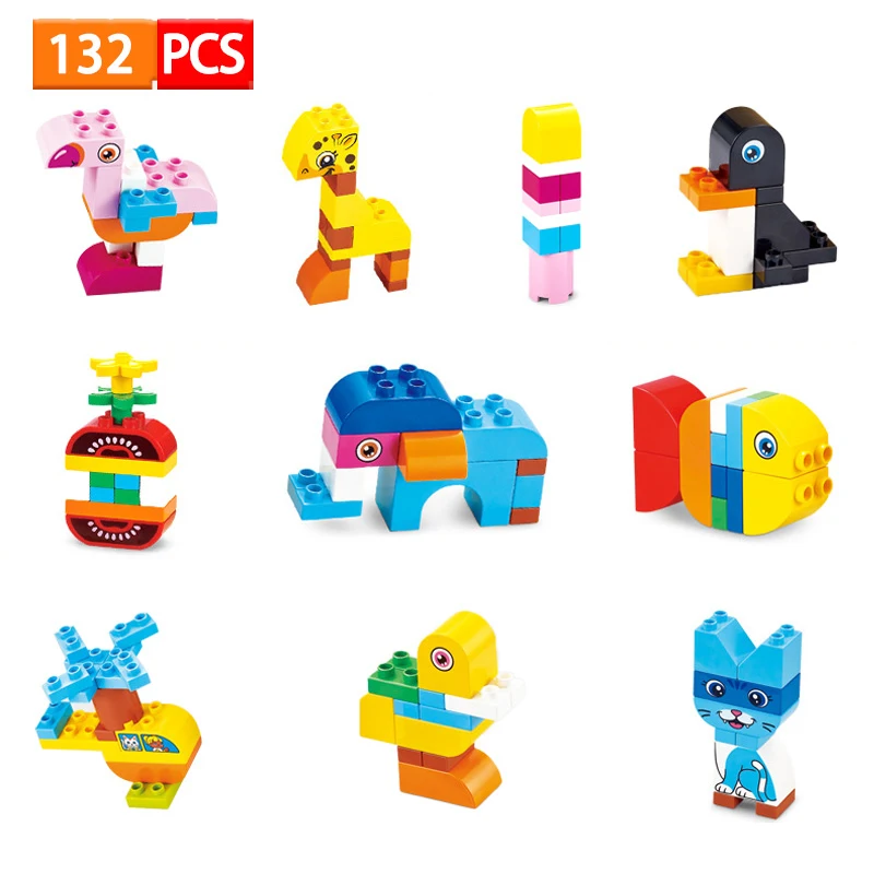 Wonderful Animals World Journey Assembly Large Particles Building Blocks Compatible with Brand Bricks for Early Education Toys