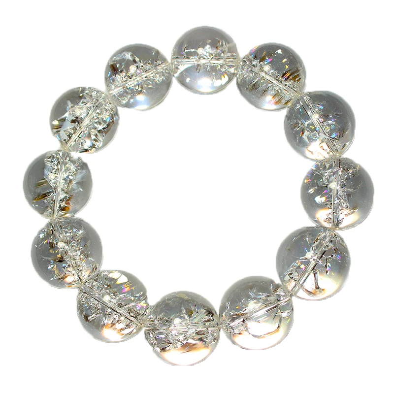 

7A Himalayan White Crystal Rainbow paring quartz round 12-20mm bracelet wholesale beads nature FPPJ gemstone