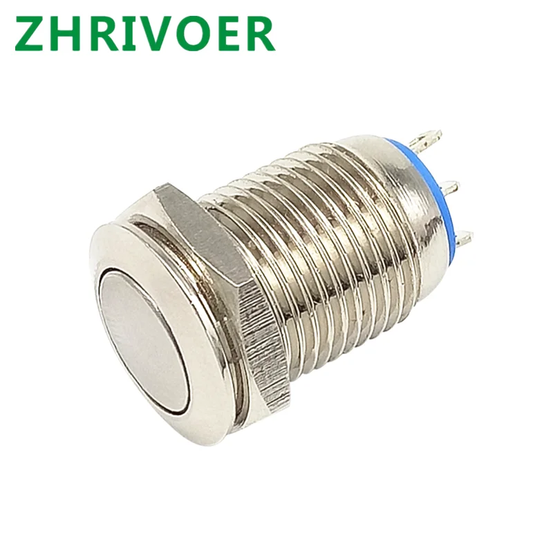 1 stücke 3pin 12mm Metall Push Button Switch Selbst-locking Verriegelnd/Momentary Reset Wasserdichte Hohe/Flache runde Nickel überzogene messing