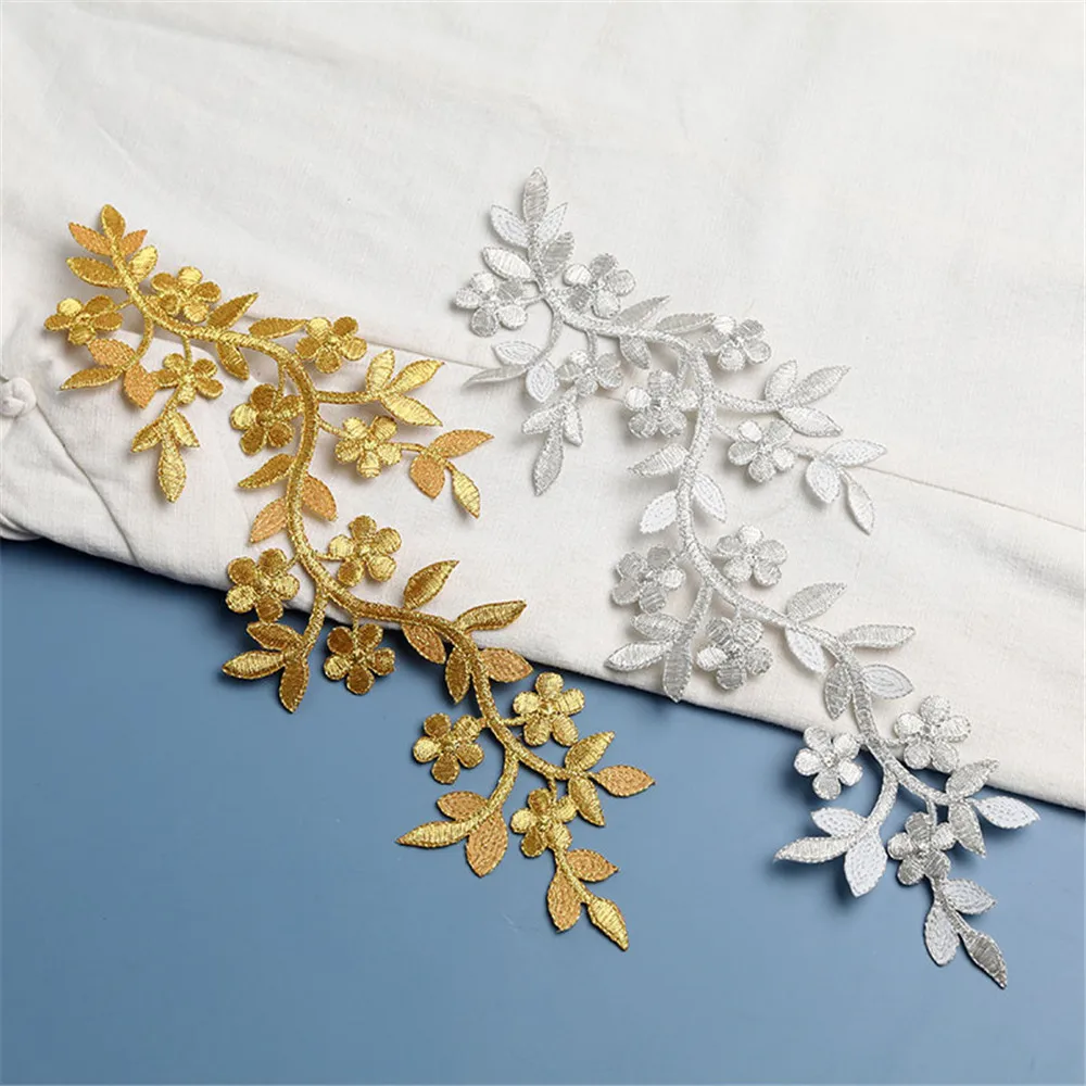 26cm Plum Flower Costume Patches Iron On Applique for Clothing Thermoadhesive Patches Stickers On Clothes Embroidered Patches