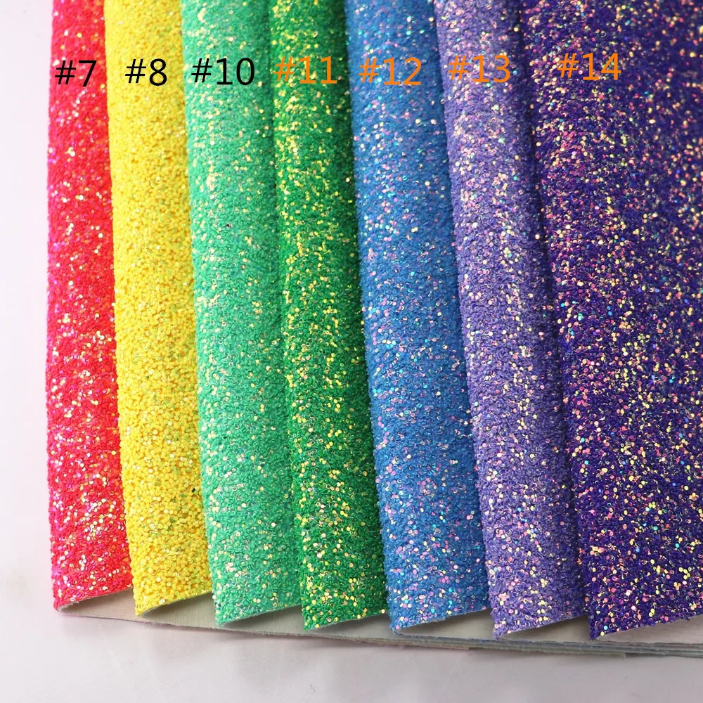 30x134cm Circular Slice Chunky Glitter Fabric White Felt Backing Leather Roll For Bows Earring Decorations DIY AY314