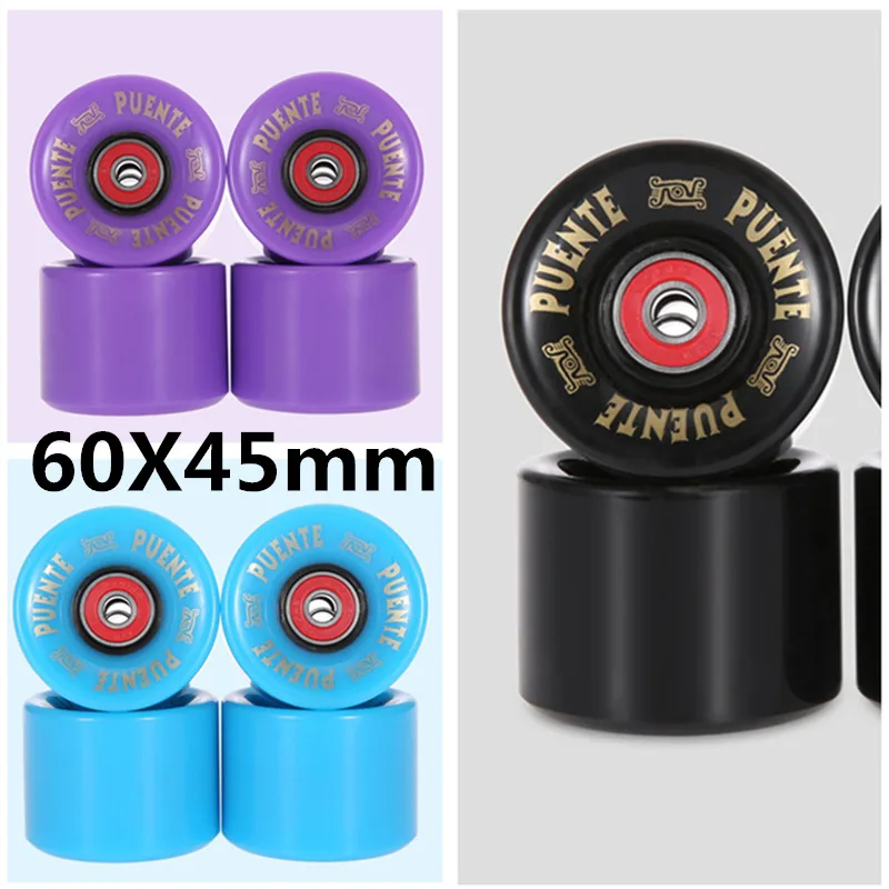 

Black Blue Purple 60MM 45mm Road Skateboard wheel with ABEC9 Reds Bearing Long Board Skate Board 4 pieces 60mmX45mm 82A Wheels