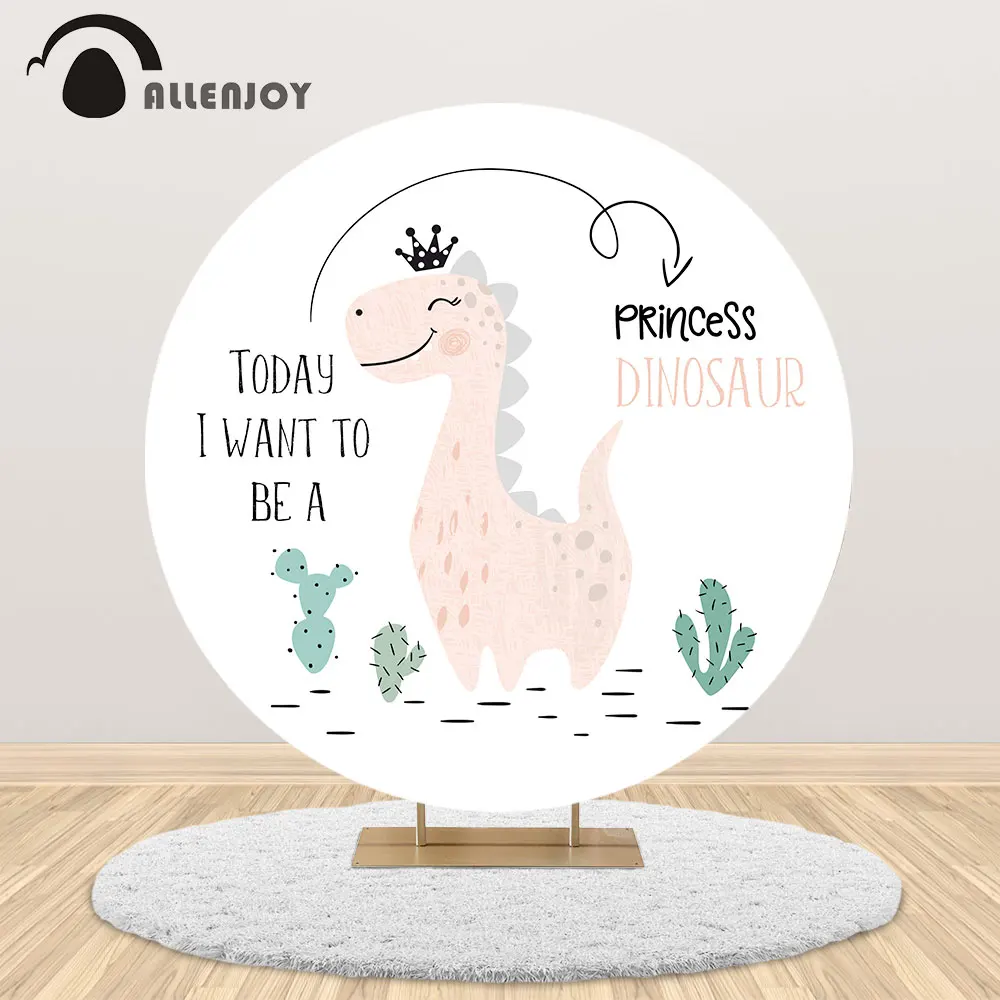 Allenjoy Dinosaur Cute Princess Jungle Circle Round Backdrop cover Baby Shower Welcome Party Newborn Photography photocall Decor