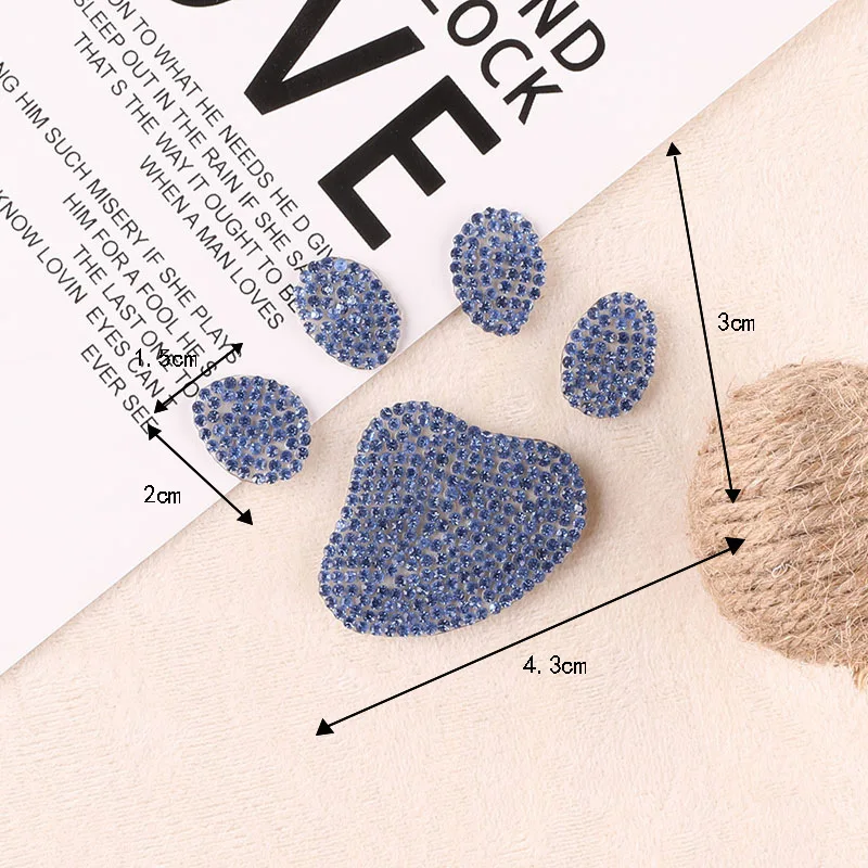 Cartoon Crystal Rhinestone Footprints Paw Patches For Clothing Iron On Clothes Appliques Stripes Diamond Stickers For Children