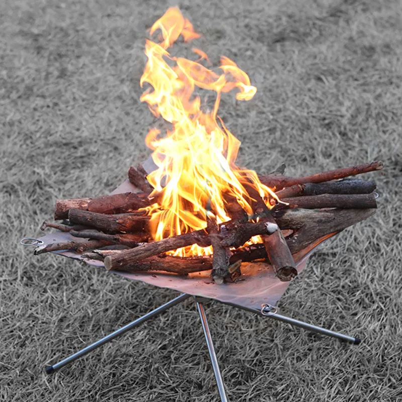 Outdoor portable fire frame folding barbecue oven stainless steel point carbon raw stove ultra-light net heating firewood