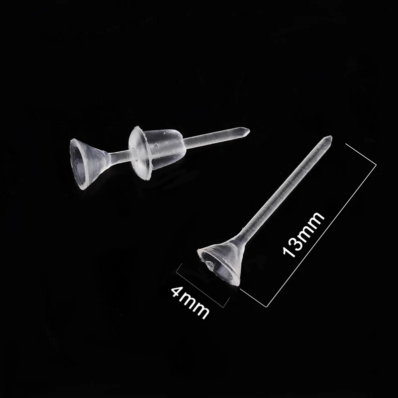 200pcs/lot Plastic Goblet Shape Headpins 13x4mm Ear Studs with Earplugs For DIY Jewelry Making Earring Accessories