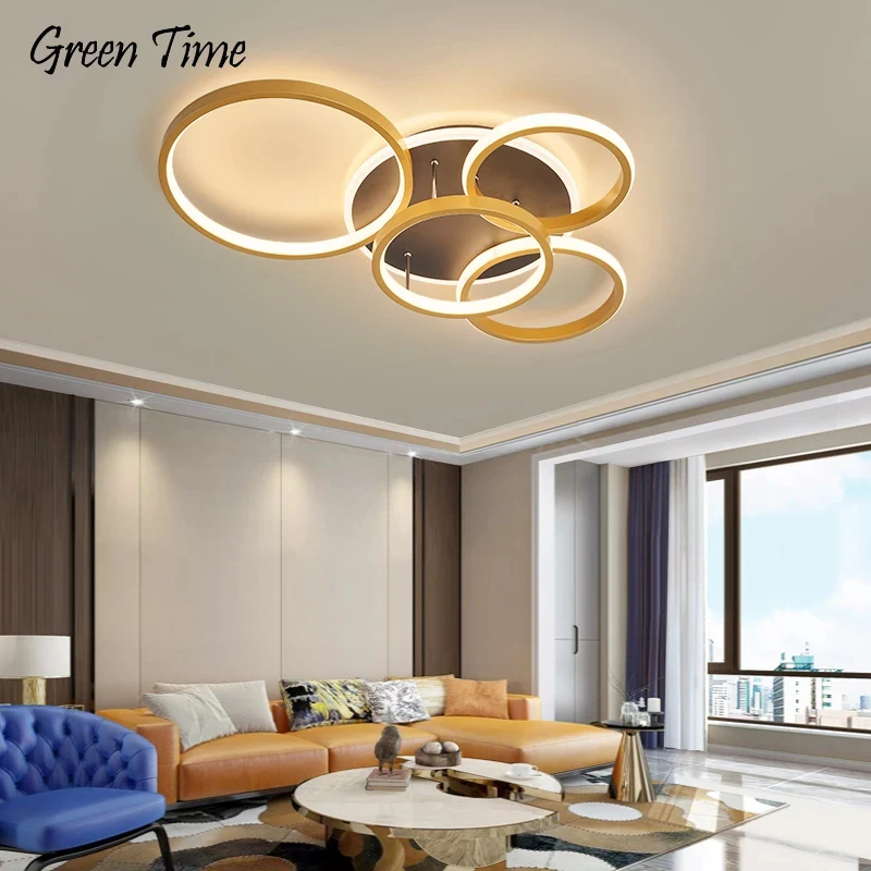 

Gold Circle Rings LED Chandeliers for Living Room Bedroom Study Dining Room Kitchen Light Indoor Home Ceiling Chandelier Lamp