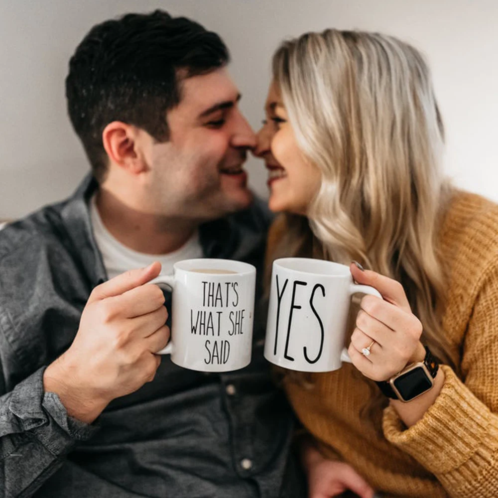 engagement announcement coffee mugs,That's what she said, I said yes, does this ring make me look engaged, dishwasher safe