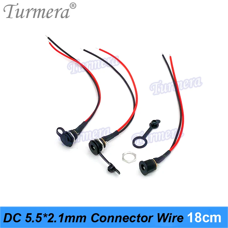 Водонепроницаемый разъем для аккумулятора постоянного тока Turmera, разъем постоянного тока 5,5*2,1 мм DC022B, длина 18 см, разъем Сделай Сам Зарядка для шуруповерта, дрели