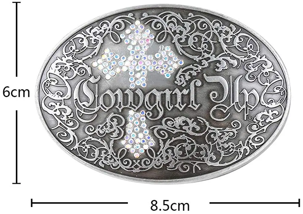 Blue cross rhinstone belt buckle for woman western cowboy buckle without belt custom alloy width 4cm