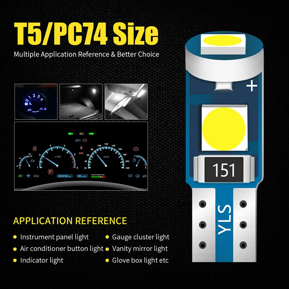 Aileo 10 pcs LED-Lampe t5 w3w w 1,2 w pc74 pc37 pc118 super helle Auto Armaturen brett Wärme anzeige Keil Licht Auto Instrumenten lampe