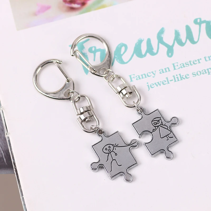 Keychain Memorial Couple Love Keychain Puzzle Shape Alloy Pendant Male And Female Friends Fashion Jewelry Gift Брелок