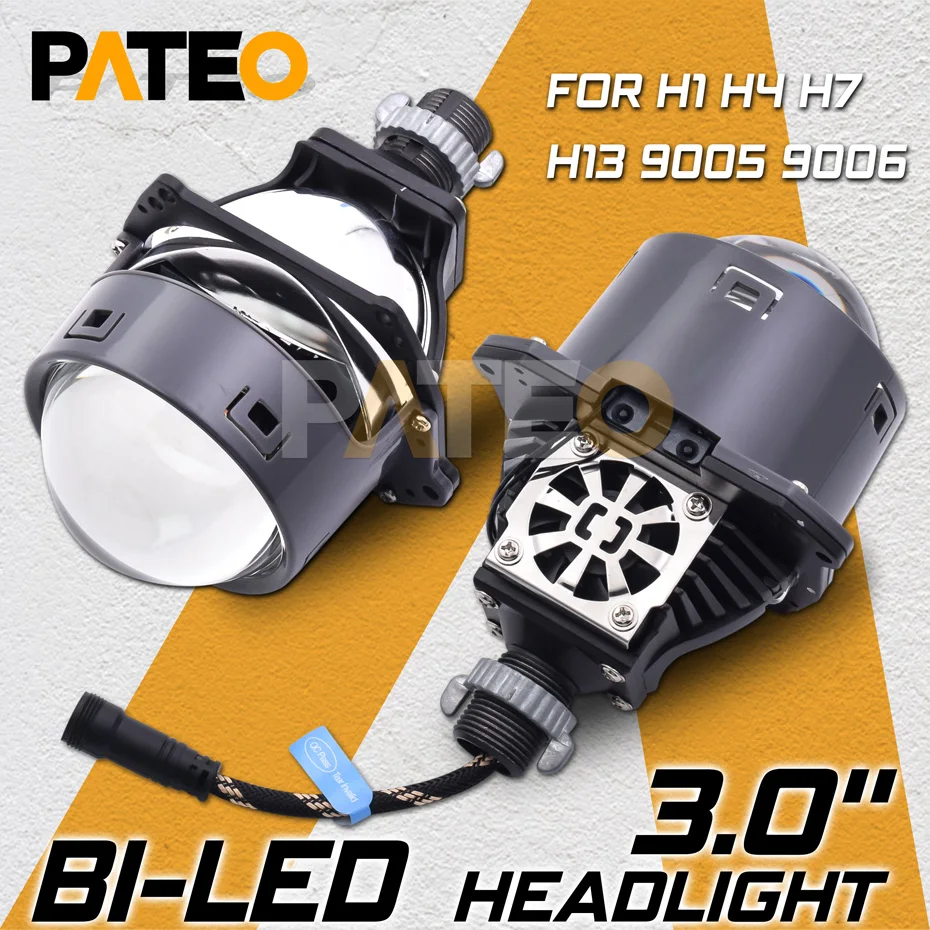 PATEO 3 inch Bi-LED Projector Lenses For Headlights H4 H7 H1 H11 9005 9006 Car Lamp Fit For Hella G3 G5 Bracket Car Retrofit DIY