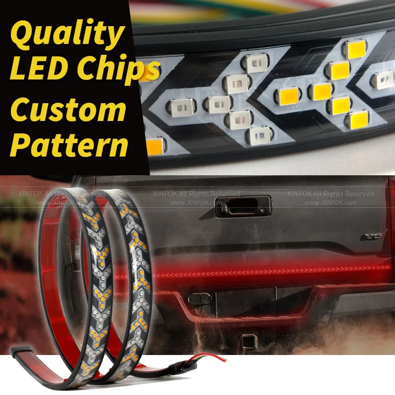 12V 24V LED Truck Tailgate Led Strip Light Bar  Reverse Brake Turn Signal Brake Tail Reverse Light Bar Truck Tailgate Strip Bar