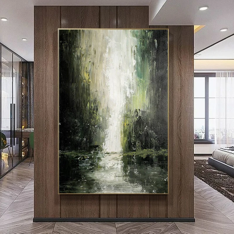 

Abstract Oil Painting Hand Painted Canvas Painting Waterfall Landscape Abstract Wall Art Picture Home Wall Decoration Unframed