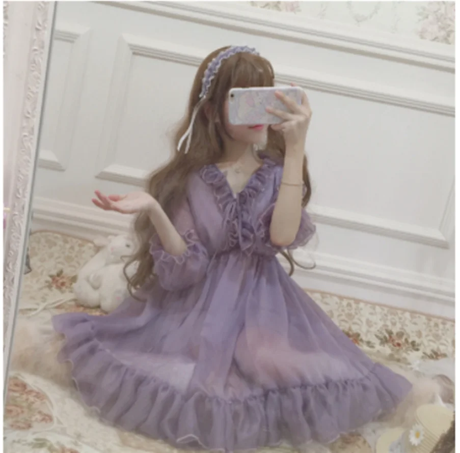 Kawaii mädchen gothic lolita op loli cosplay Süße prinzessin lolita kleid vintage spitze rüschen puff sleeve viktorianischen kleid