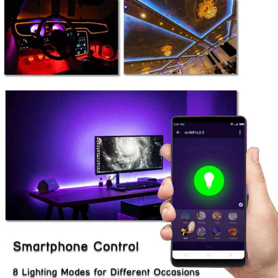 AC110V-220V Tuya WiFi APP LED controller con telecomando IR 24key per 5050 RGB LED striscia luce al Neon spina ue usa