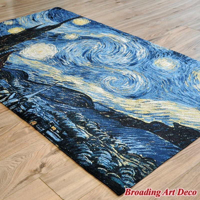 Van Gogh Starry Night Jacquard Weave Tapestry Wall Hanging Gobelin Home Art Textile Decoration Aubusson Cotton 100%