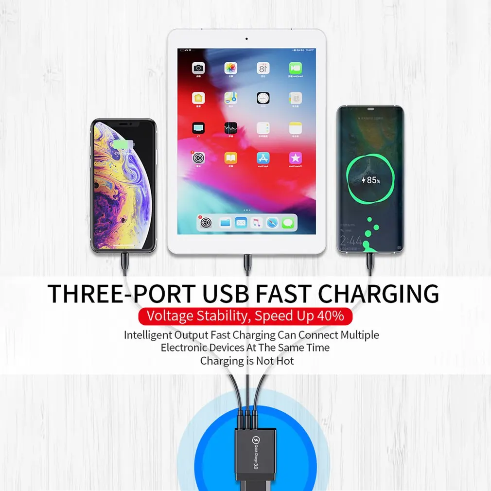 Quick charge 3.0 USB Charger for iPhone 11 7 Xiaomi Samsung Huawei 5V 3A Digital Display Fast Charging Wall Phone Charger