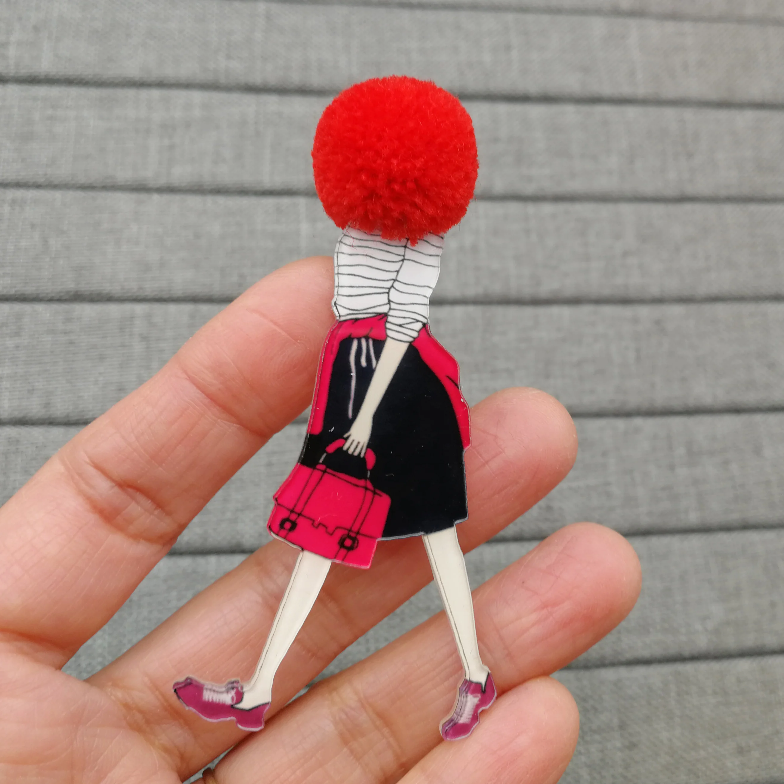 12pcs Fashion Brooch Pins for Woman Brooches Girls Cartoon Models Acrylic Brooches Kawaii Pompom Clothing Jewelry Accessories