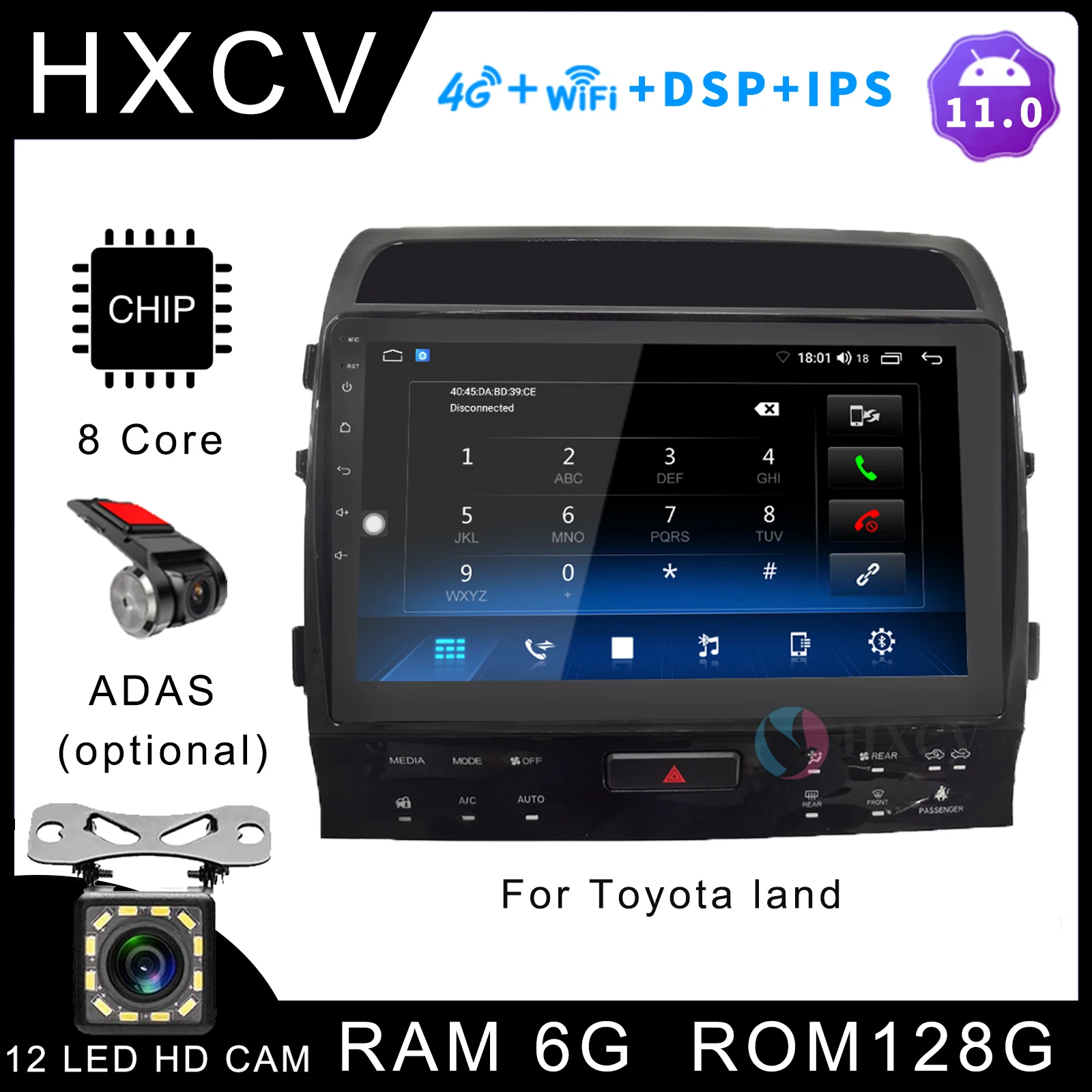 

HXCV Android Smart car radio For Toyota land cruiser gps navigator for car 4G car stereo car radio with bluetooth DAB+ Carplay