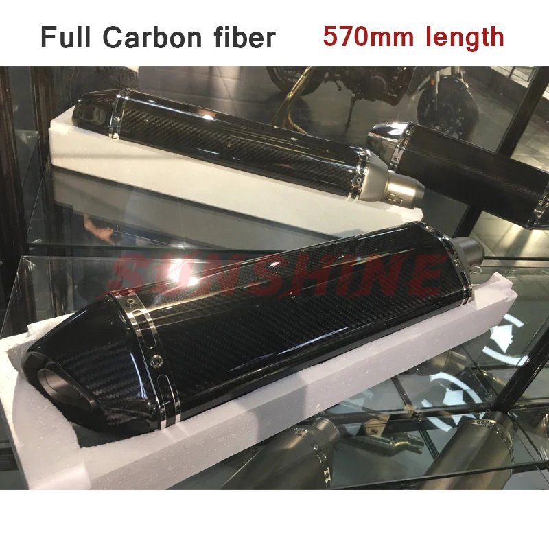 470mm 570mm Length Motorcycle Exhaust MufflerDB Killer Carbon Fiber Motorcross Pitbike For Z900 GSXR750 CBR650 Z400 R6