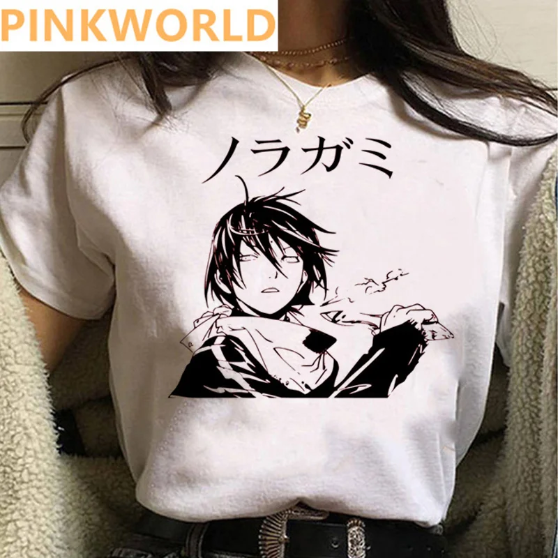 Japanese Anime Noragami Fashion print ladies T-shirt casual basics O-collar white shirt short sleeve ladies T-shirts,Drop Ship