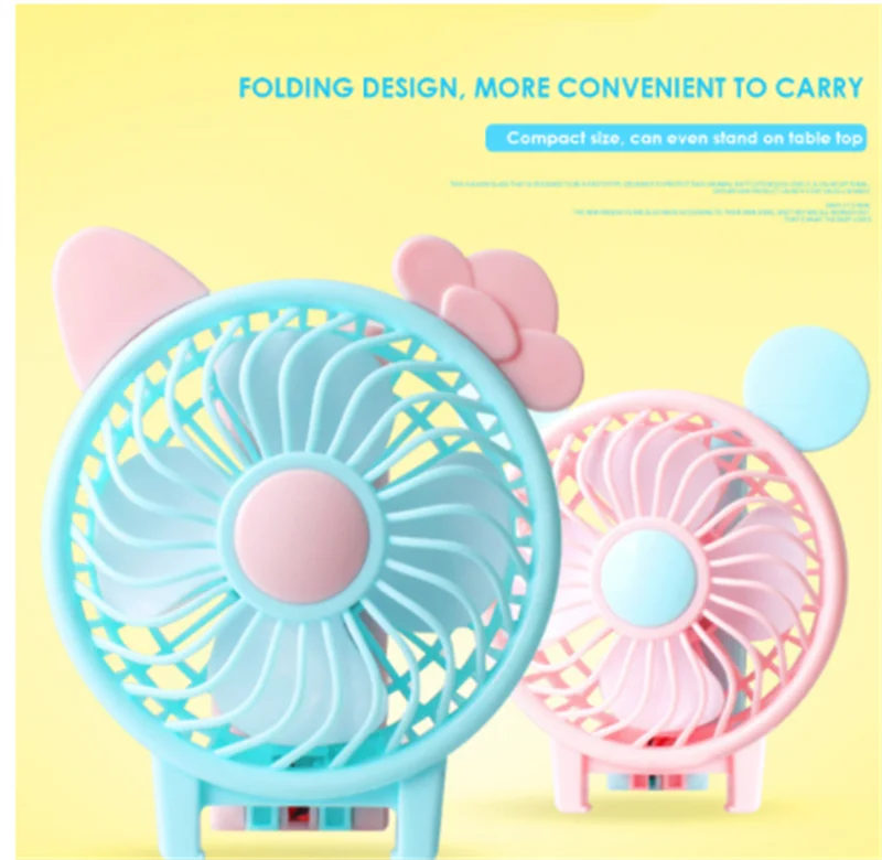 Ręczny składany Mini wentylator silikonowy koło małe ładowanie USB Cartoon akumulator przenośne wentylatory plastikowe FS43