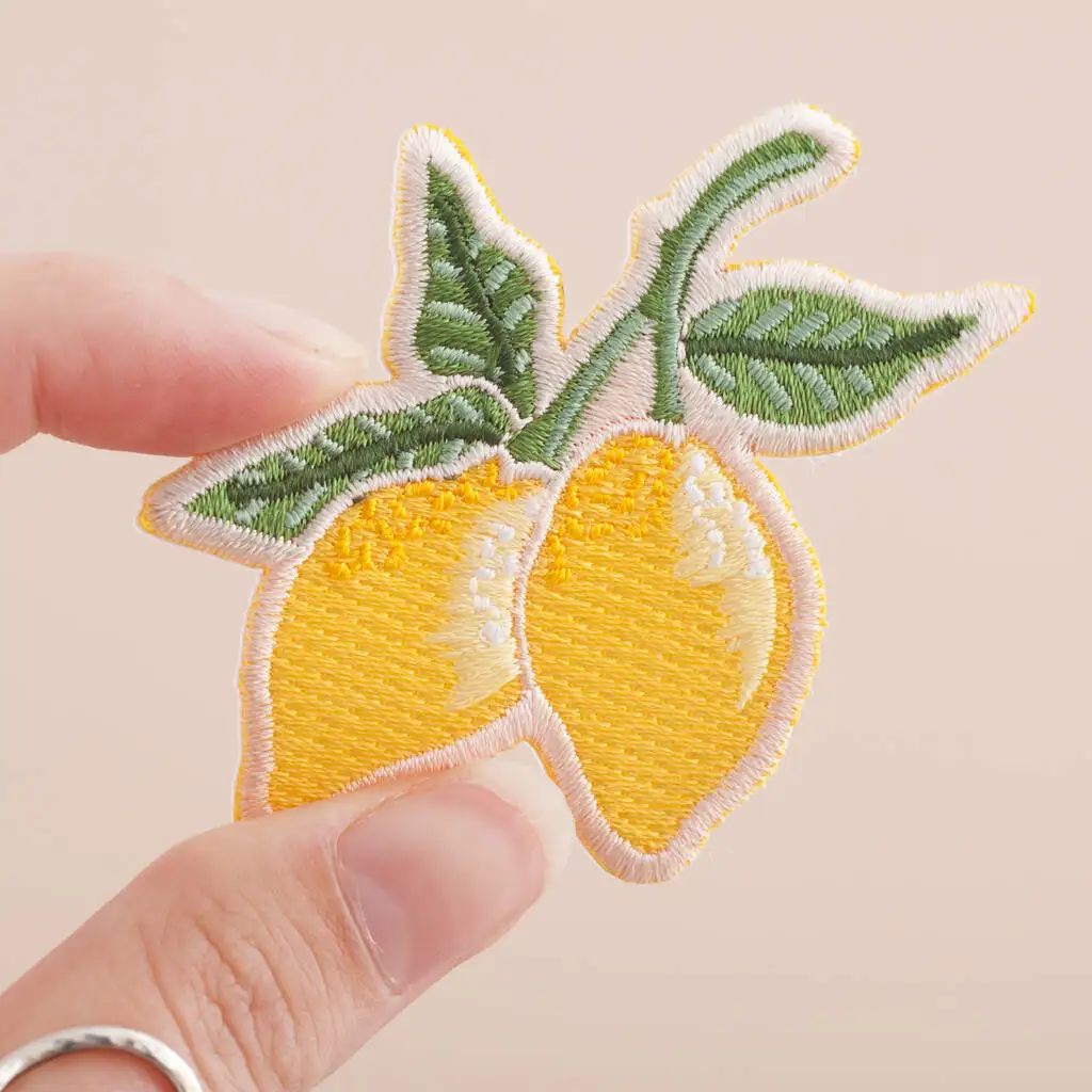 Lemons Embroidered Patch Iron on Patches Summer Fruit Fresh Lemons Gift Jackets Decoration Hats Bags Cartoon Sewing