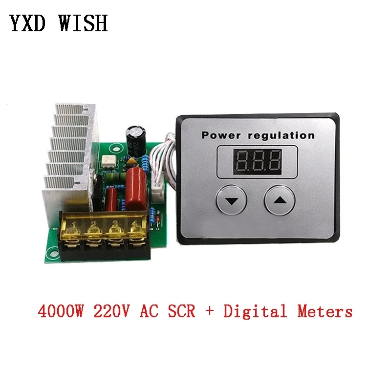 AC 220V 4000W SCR Voltage Regulator Dimming Dimmers Motor Speed Controller Thermostat Electronic Voltage Regulator Module