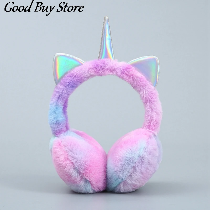 Cute Unicorn Earmuffs Ear Muffs Women Kids Lovely Cat Ears Warmer Plush Headband Fur Headphones Winter Cycling Fluffy Earflap