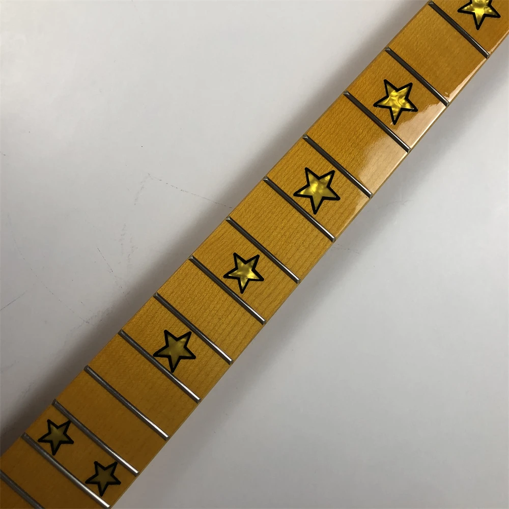 Maple Guitar Neck 22Frets 25.5inch Maple Fingerboard Star Inlaid Locking Nut Gloss