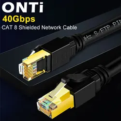 ONTi-CAT8 Cabo Ethernet, Rede Lan, Patch Cord para Roteador, PC, PS4, TV, Laptop, 40Gbps, 2000MHz, S, FTP, Cat 8