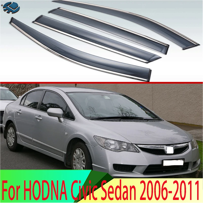 

For Eighth-generation HODNA Civic Sedan 2006-2011 Plastic Exterior Visor Vent Shades Window Sun Rain Guard Deflector 4pcs