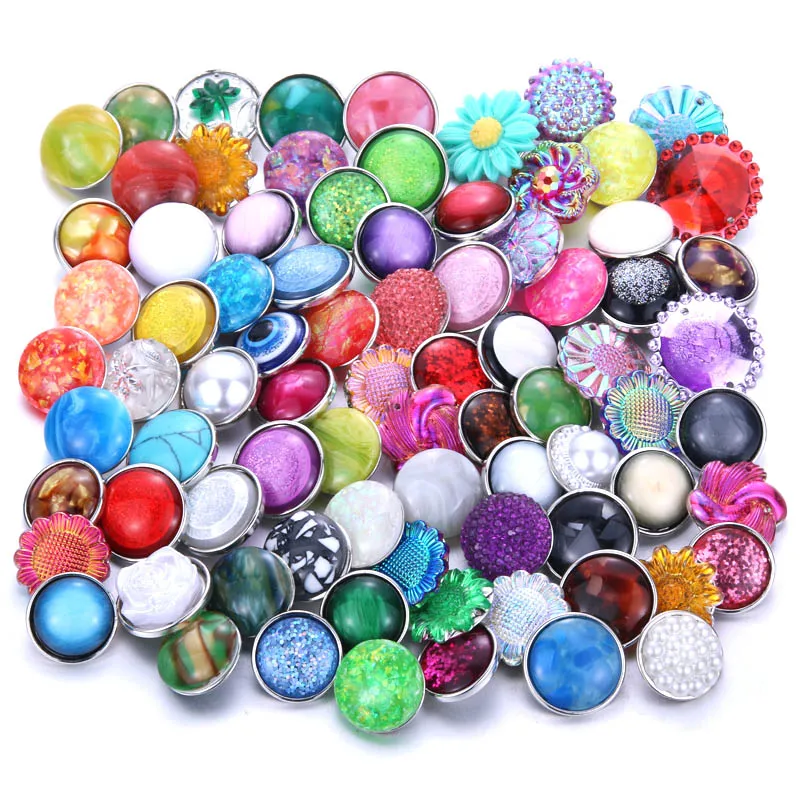 10 Pcs/lot New Snap Button Jewelry Mixed Style Ginger Resin 18mm Snap Buttons Fit Snap Bracelet Bangles Button Jewelry