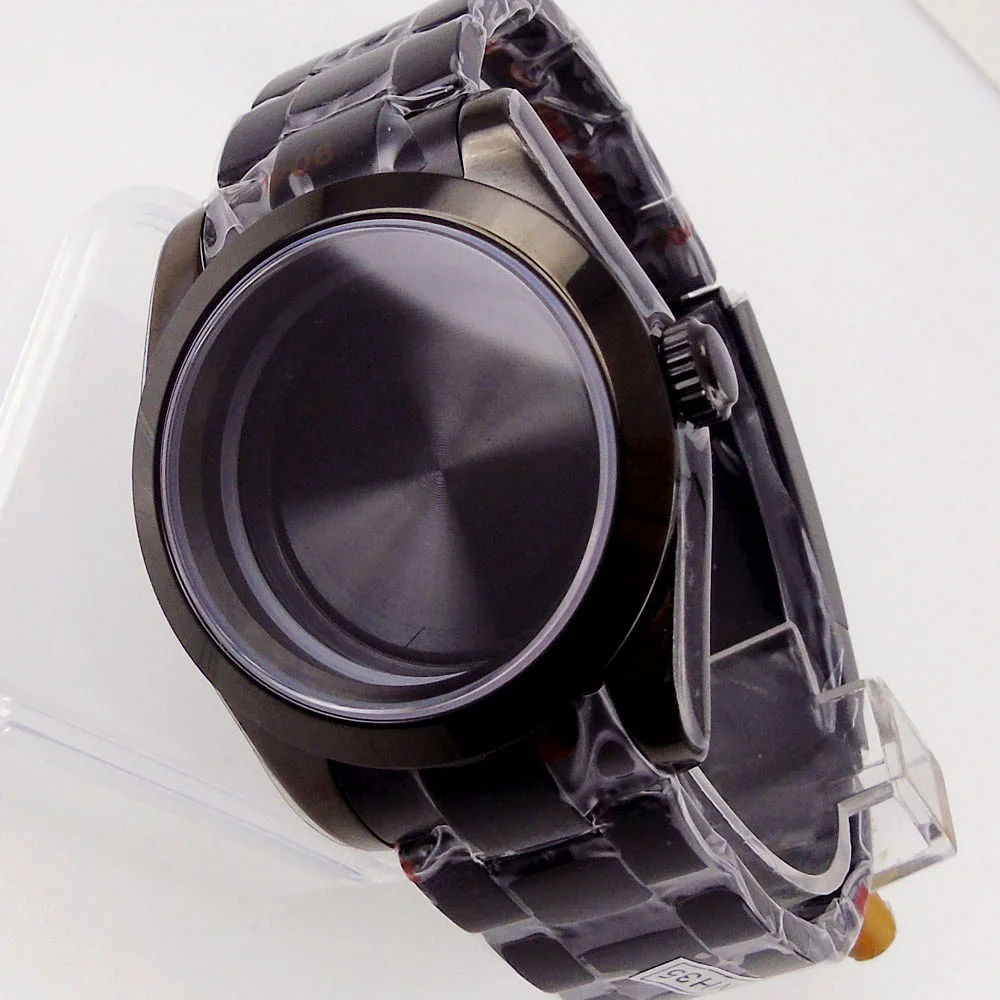 Imagem -02 - Sapphire Crystal Ver Case Pvd Preto Sólido e Pulseira 316l 39 mm 36 mm Nh35 Nh36 Miyota8215 dg 2813 Eta 2824 2836 Pt5000