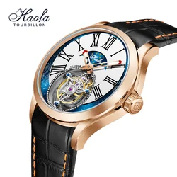 Haofa Flying Tourbillon orologio da polso Starry Sky Dial Sapphire Skeleton orologio meccanico manuale per uomo Luxury zegarek mpapski 1086